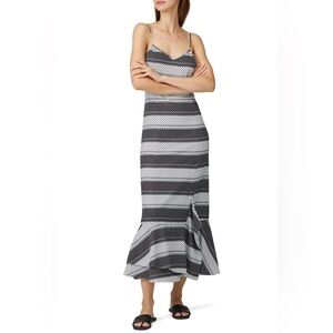 Thakoon Polka Dot Stripe Midi Slip Dress Black & White